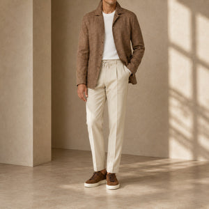 Jacket in Wool Silk Linen - Camel | Andrea Kosta